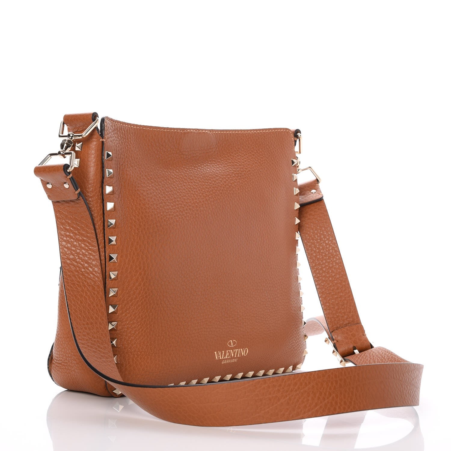 Valentino Garavani Pebbled Calfskin Small Rockstud Flip-Lock Messenger Bag Light Cuir 3 of 8