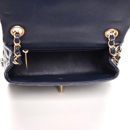 Chanel Lambskin Cross Stitch Mini Coco Handle Flap Dark Blue 6 of 11