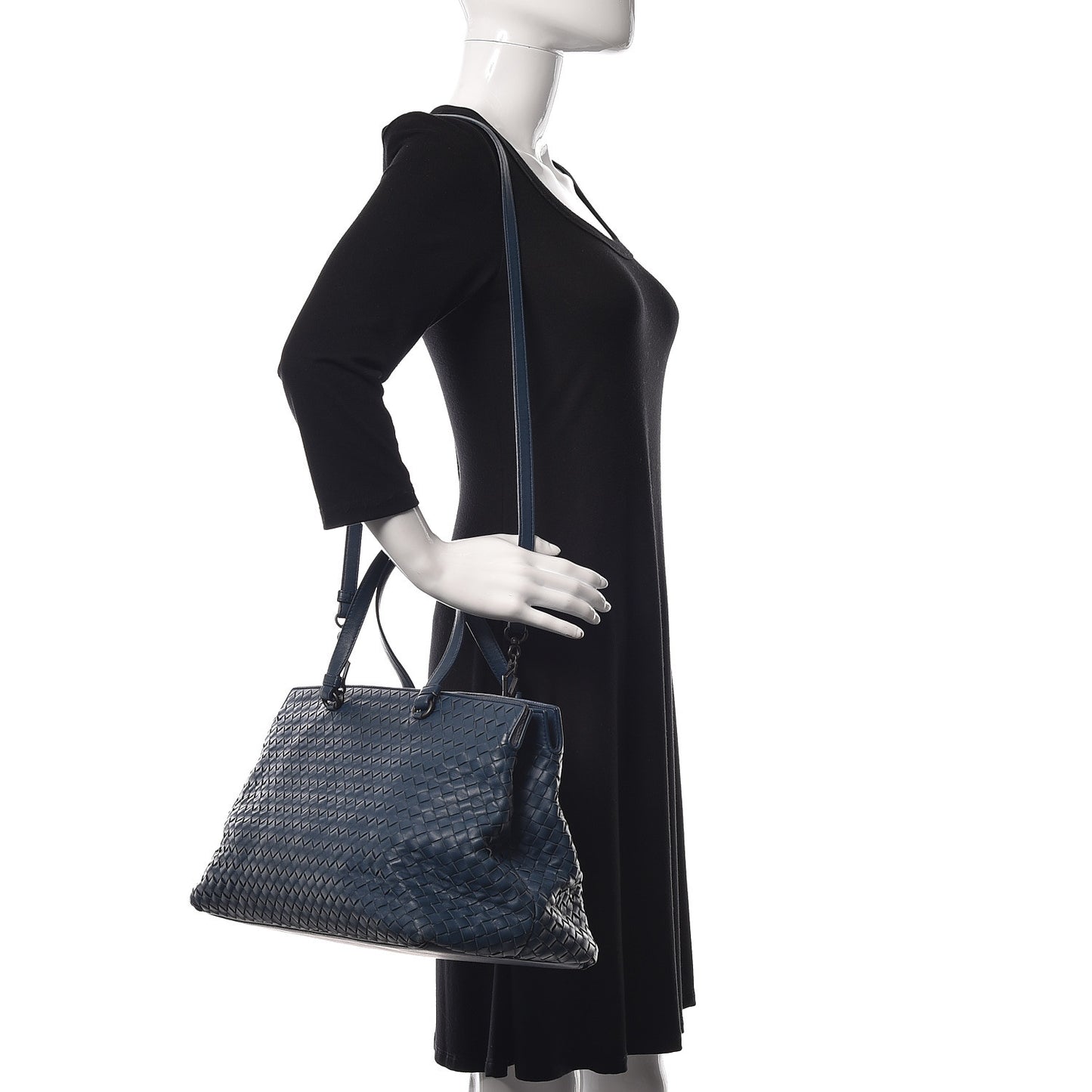 Nappa Intrecciato Large Top Handle Tote Denim