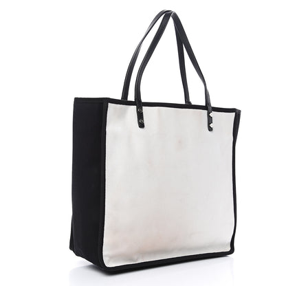 Chanel Canvas Calfskin Let's Demonstrate Small Tote White Black 2 of 11