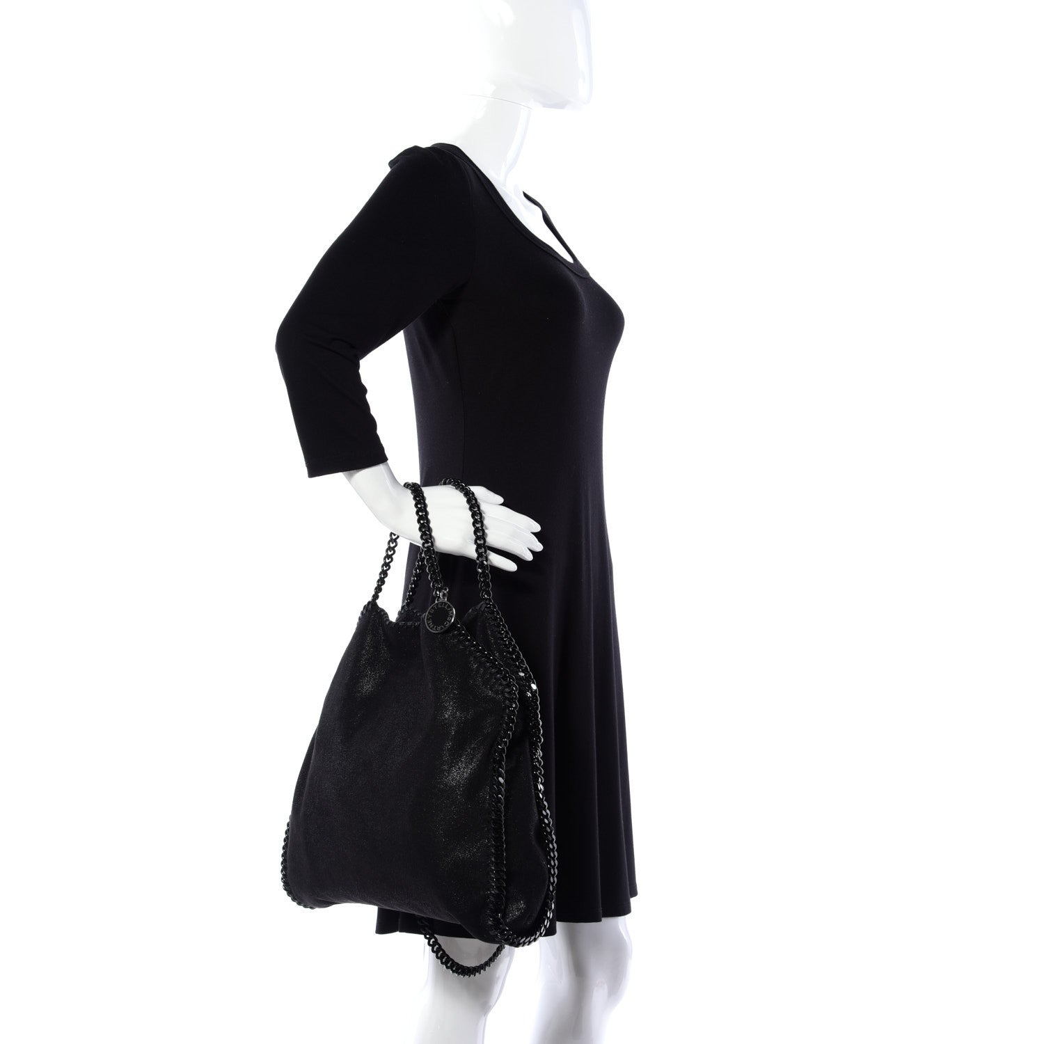 Stella McCartney Shaggy Deer Falabella Fold Over Tote Black 3 of 12