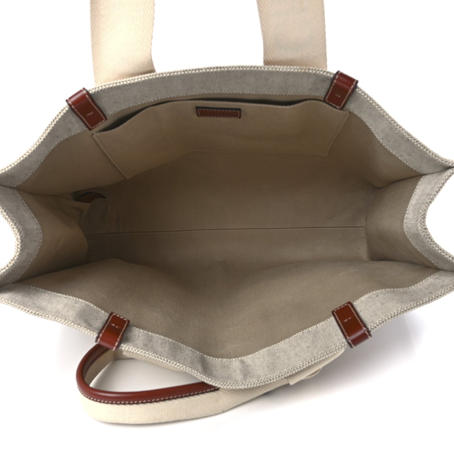 Cotton Calfskin Large Woody Ribbon Tote White Brown