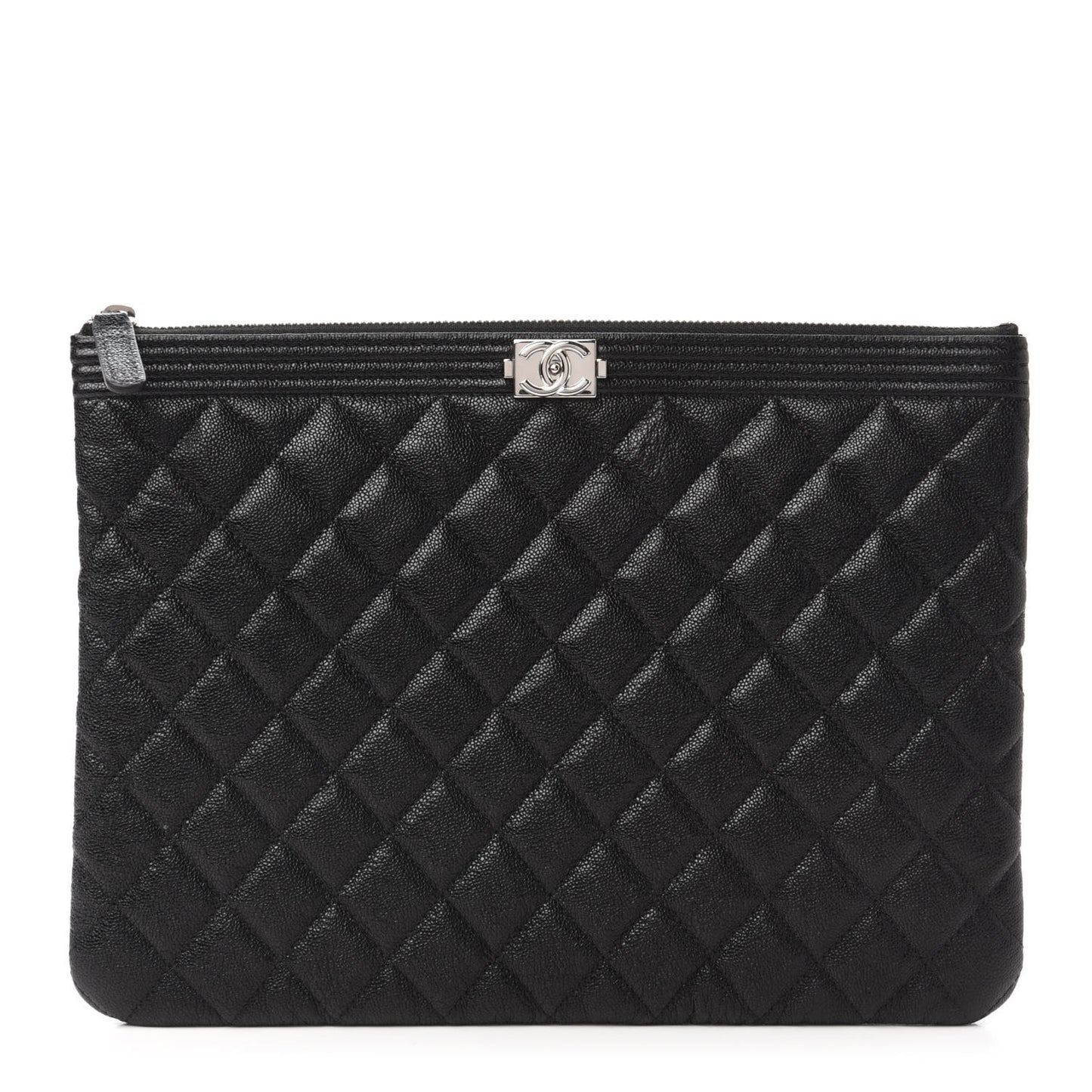 Caviar Quilted Medium Boy Cosmetic Case Black