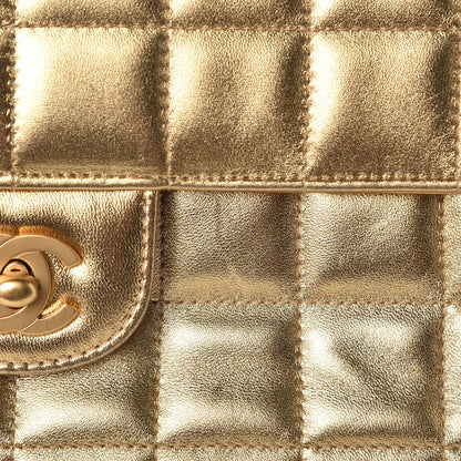 Chanel Metallic Lambskin Quilted East West Chocolate Bar Flap Gold 10 of 13