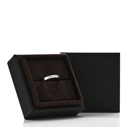 Hermes 18K White Gold Cartouche Mini Band Ring 63 10.25 7 of 7