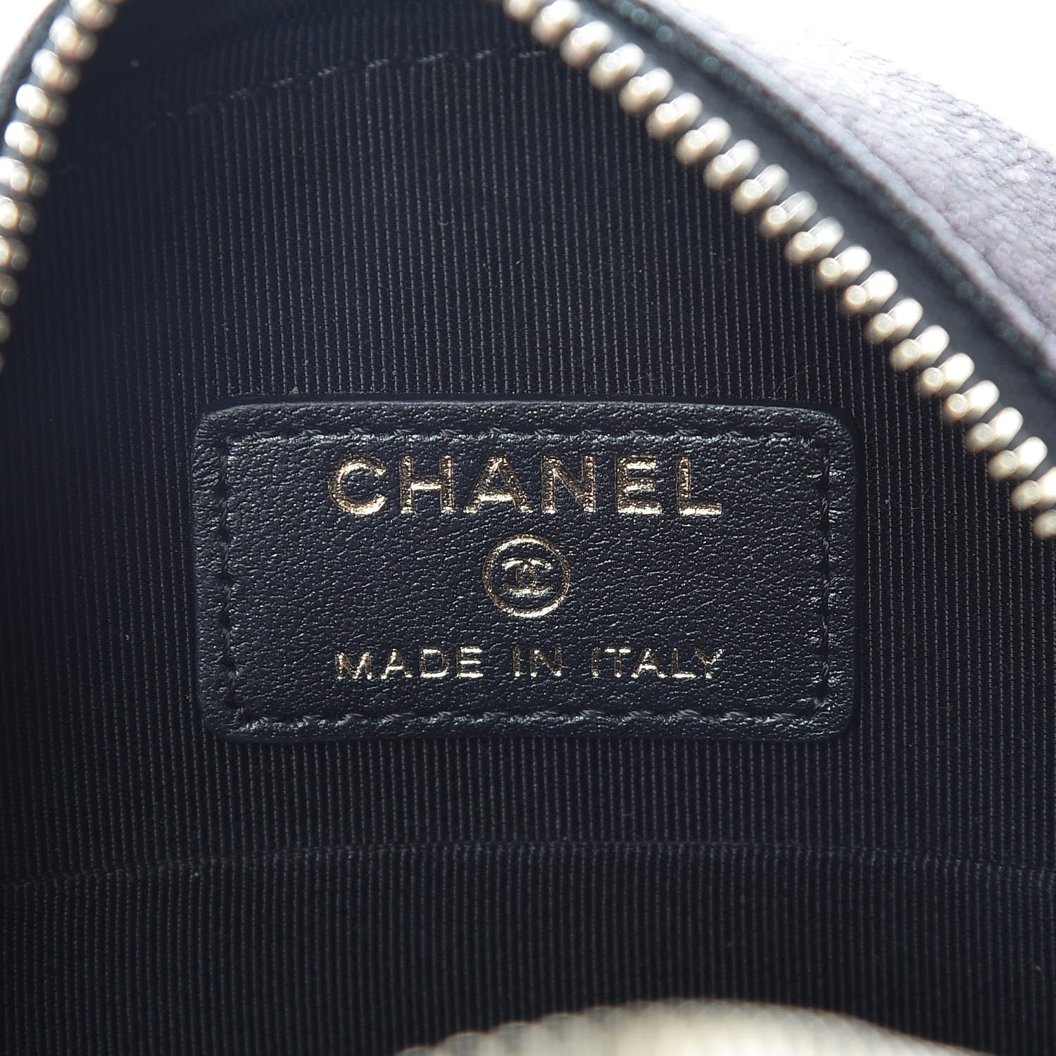 Chanel Iridescent Caviar Quilted Round Clutch With Chain Black 6 of 9