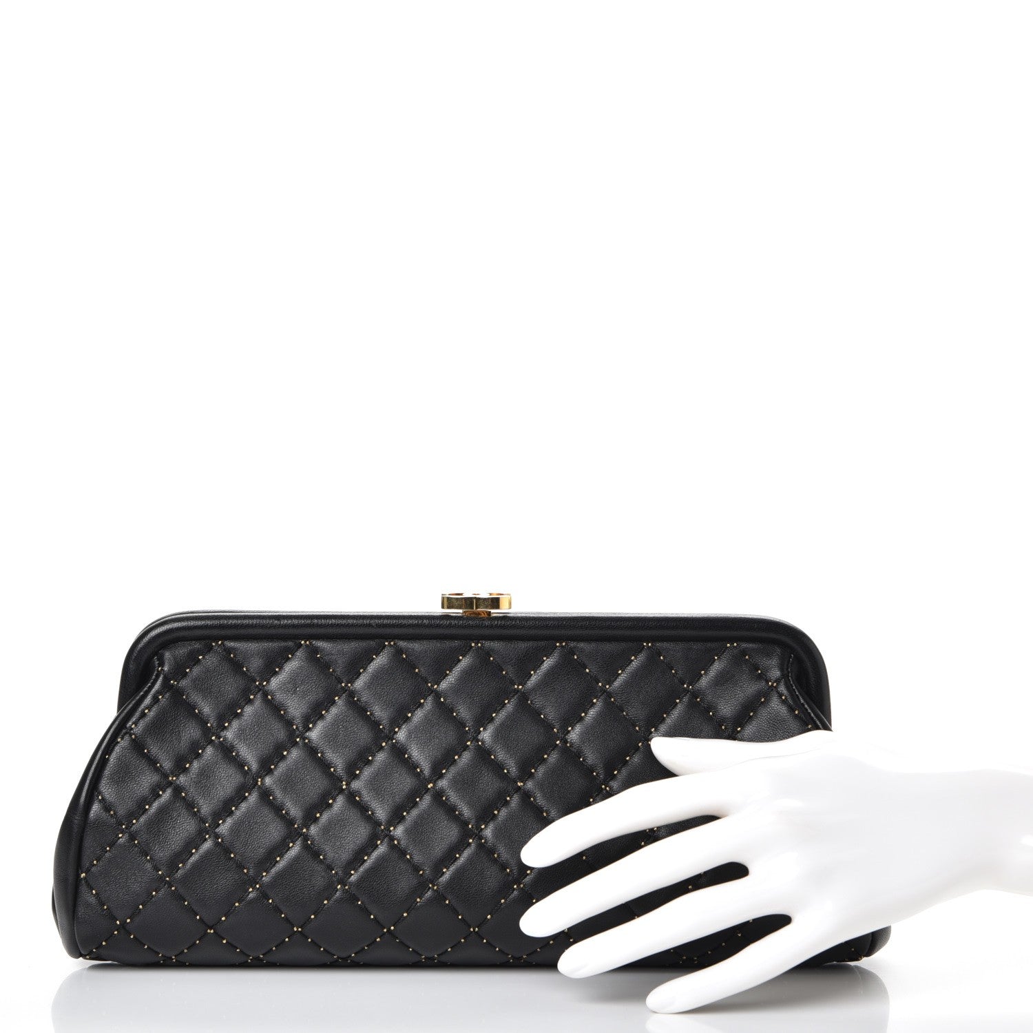 Chanel Lambskin Stitched Timeless Clutch Black 11 of 17
