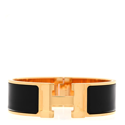Hermes Enamel Wide Clic Clac H Bracelet GM Black 1 of 5