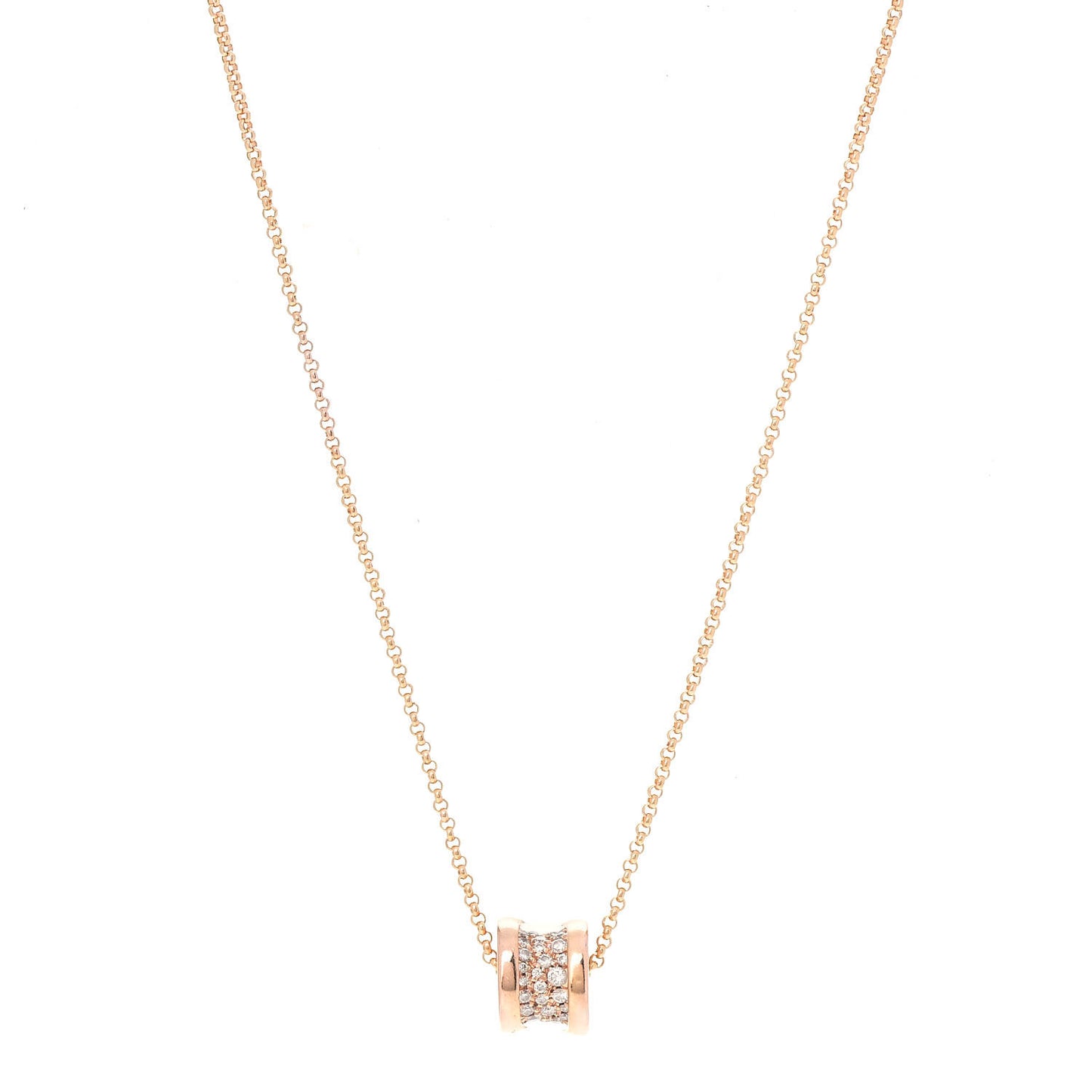 18K Rose Gold Diamond Small B.Zero1 Pave Pendant Necklace