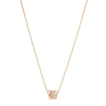 Bulgari 18K Rose Gold Diamond Small B.Zero1 Pave Pendant Necklace 1 of 8