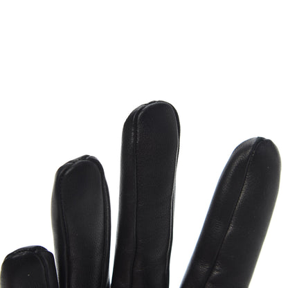 Hermes Lambskin Soya Kelly Lock Gloves 7 Black 5 of 6