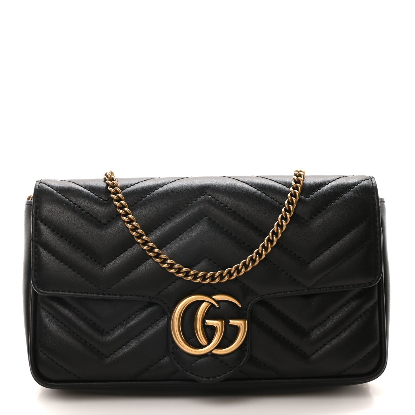 Calfskin Matelasse Mini GG Marmont Shoulder Bag With Case  Black White