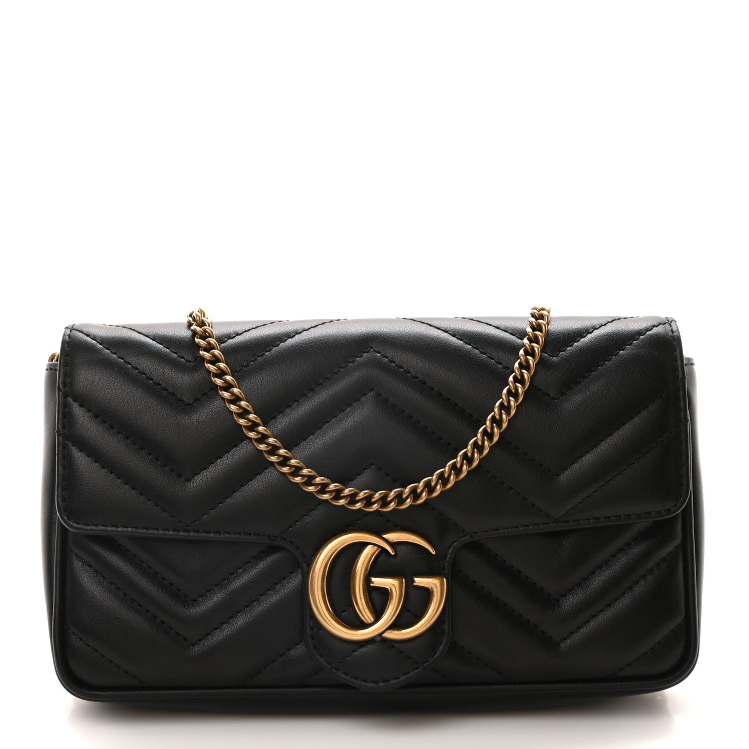 Gucci Calfskin Matelasse Mini GG Marmont Shoulder Bag With Case  Black White 1 of 10