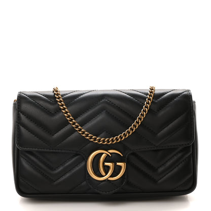 Gucci Calfskin Matelasse Mini GG Marmont Shoulder Bag With Case  Black White 1 of 10