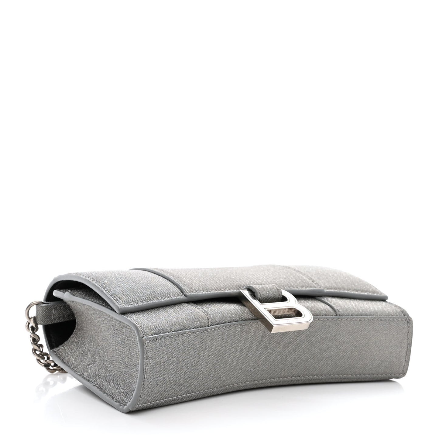 Glitter Fabric Hourglass Chain Bag Grey