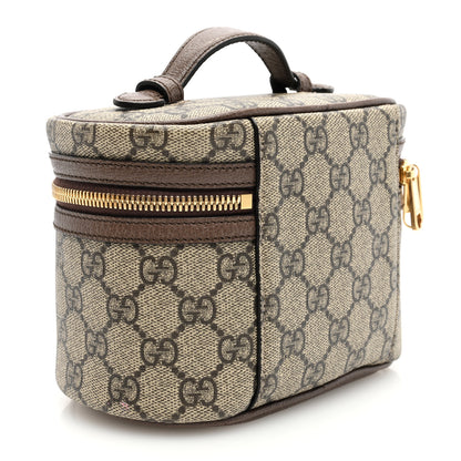 Gucci GG Supreme Monogram Textured Calfskin Web Ophidia Vanity Cosmetic Case Beige Ebony New Acero 3 of 8