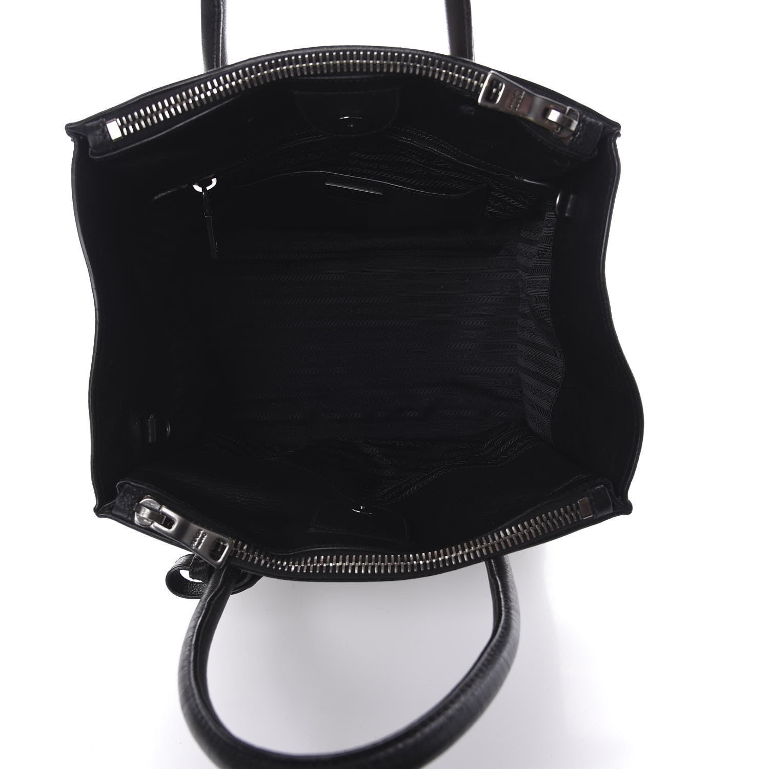 Prada Glace Calf Bi-Color Twin Pocket Tote Pomice Black 5 of 10