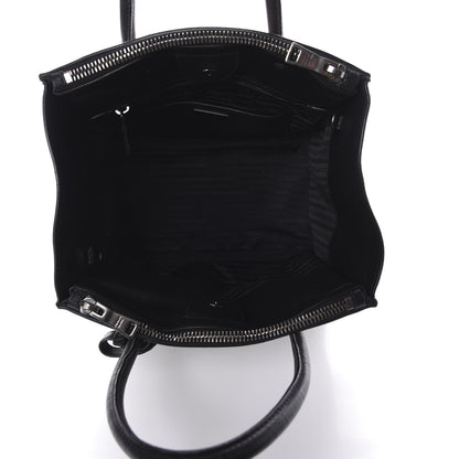 Prada Glace Calf Bi-Color Twin Pocket Tote Pomice Black 5 of 10