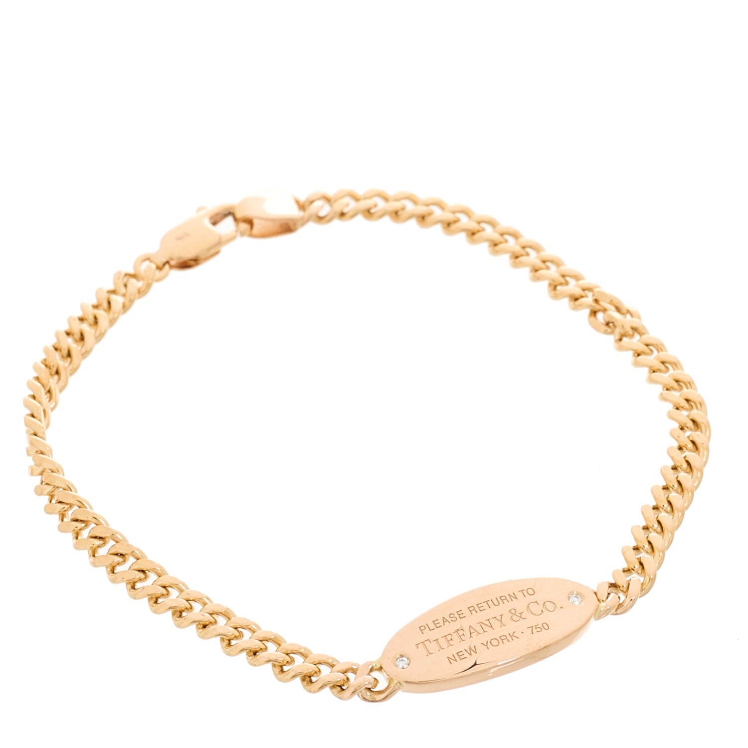 Tiffany 18K Rose Gold Diamond Return To Tiffany Oval ID Bracelet 1 of 4