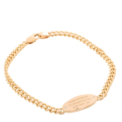 Tiffany 18K Rose Gold Diamond Return To Tiffany Oval ID Bracelet 1 of 4