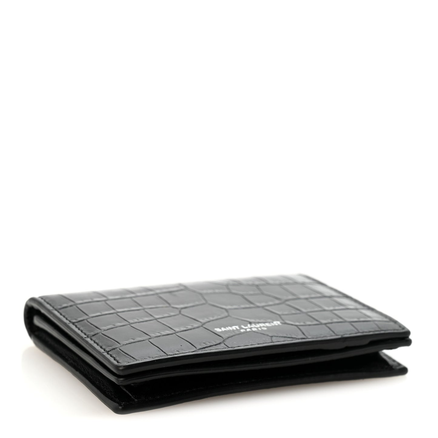 Calfskin Crocodile Embossed Business Card Case Black