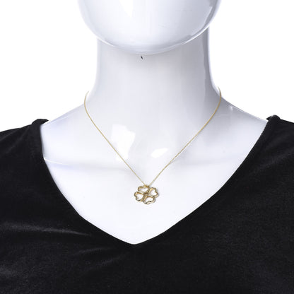 Tiffany 18K Yellow Gold Loving Heart Clover Pendant Necklace 2 of 5