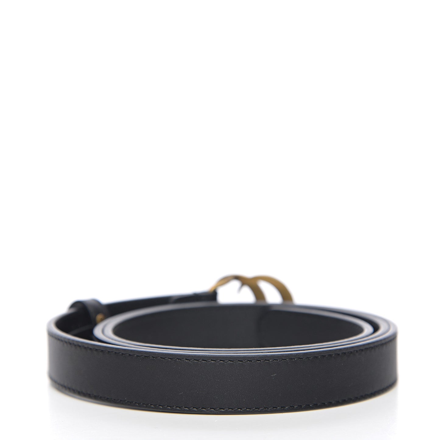 Calfskin Pearl Double G 20mm Belt 90 36 Black Cream