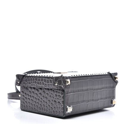 MCM Calfskin Crocodile Embossed Small Berlin Crossbody Charcoal 3 of 8