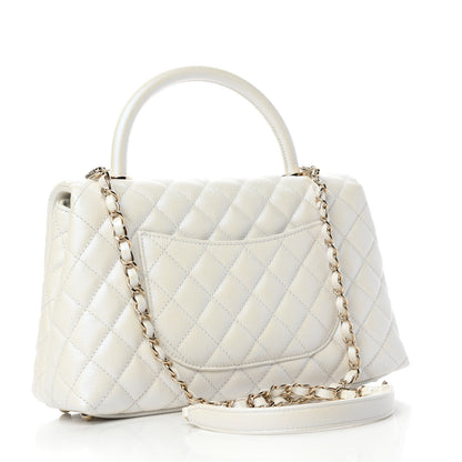Chanel Iridescent Caviar Quilted Small Coco Handle Flap White 3 of 11