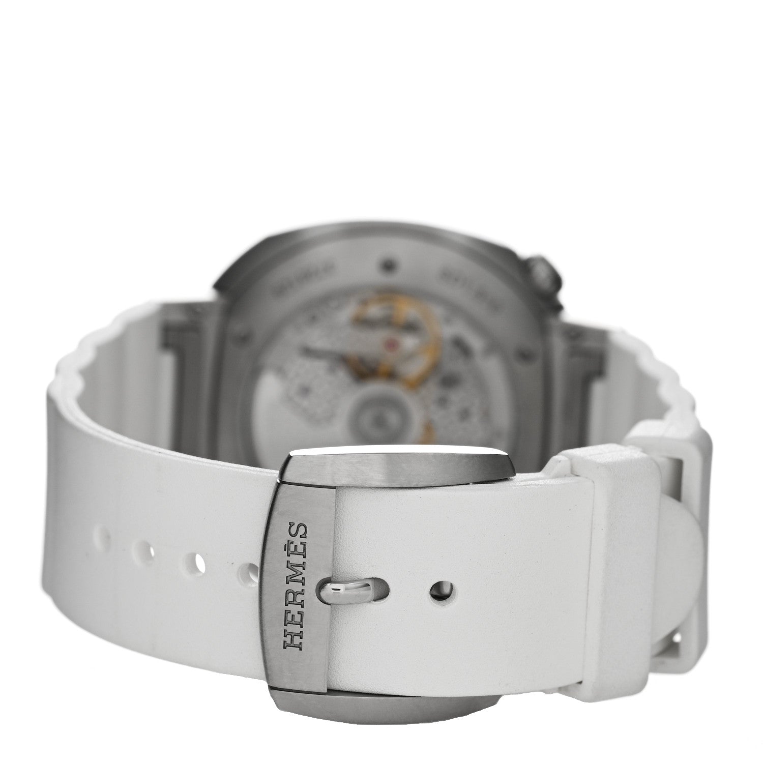Hermes Stainless Steel Rubber 36mm Cut Automatic Watch Blanc 3 of 5