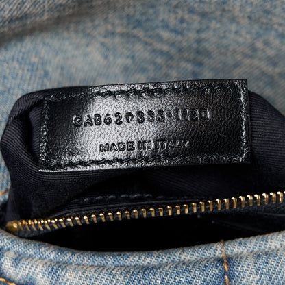 Saint Laurent Denim Quilted Toy Loulou Puffer Monogram Chain Satchel Blue Cinnamon 7 of 12