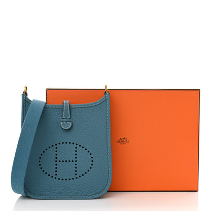 Hermes Taurillon Clemence Evelyne TPM New Blue Jean 11 of 11