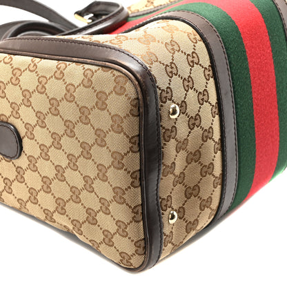 Gucci Monogram Vintage Web Medium Boston Dark Brown 9 of 11