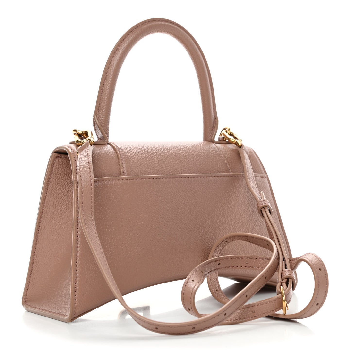 Grained Calfskin Small Hourglass Top Handle Bag Nude Beige