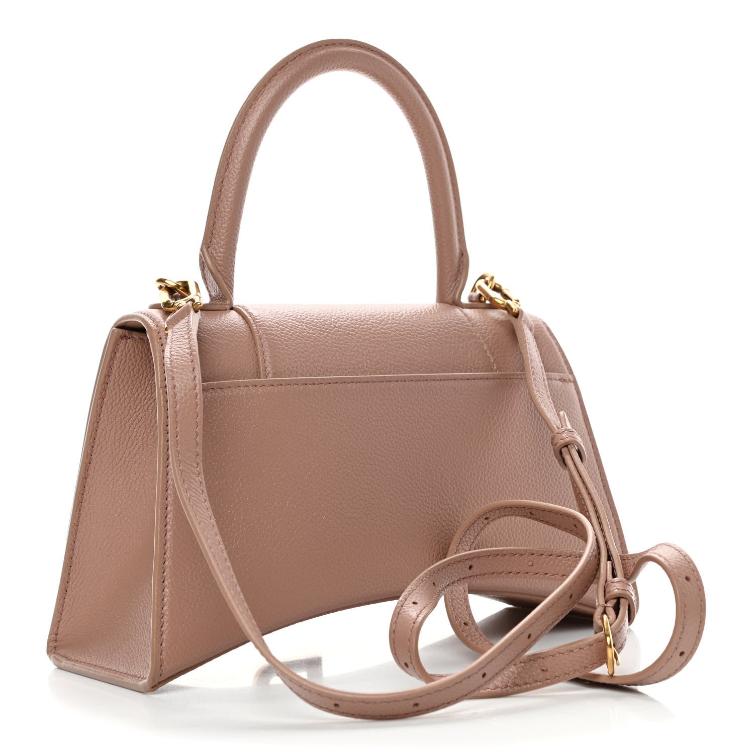 Balenciaga Grained Calfskin Small Hourglass Top Handle Bag Nude Beige 2 of 4