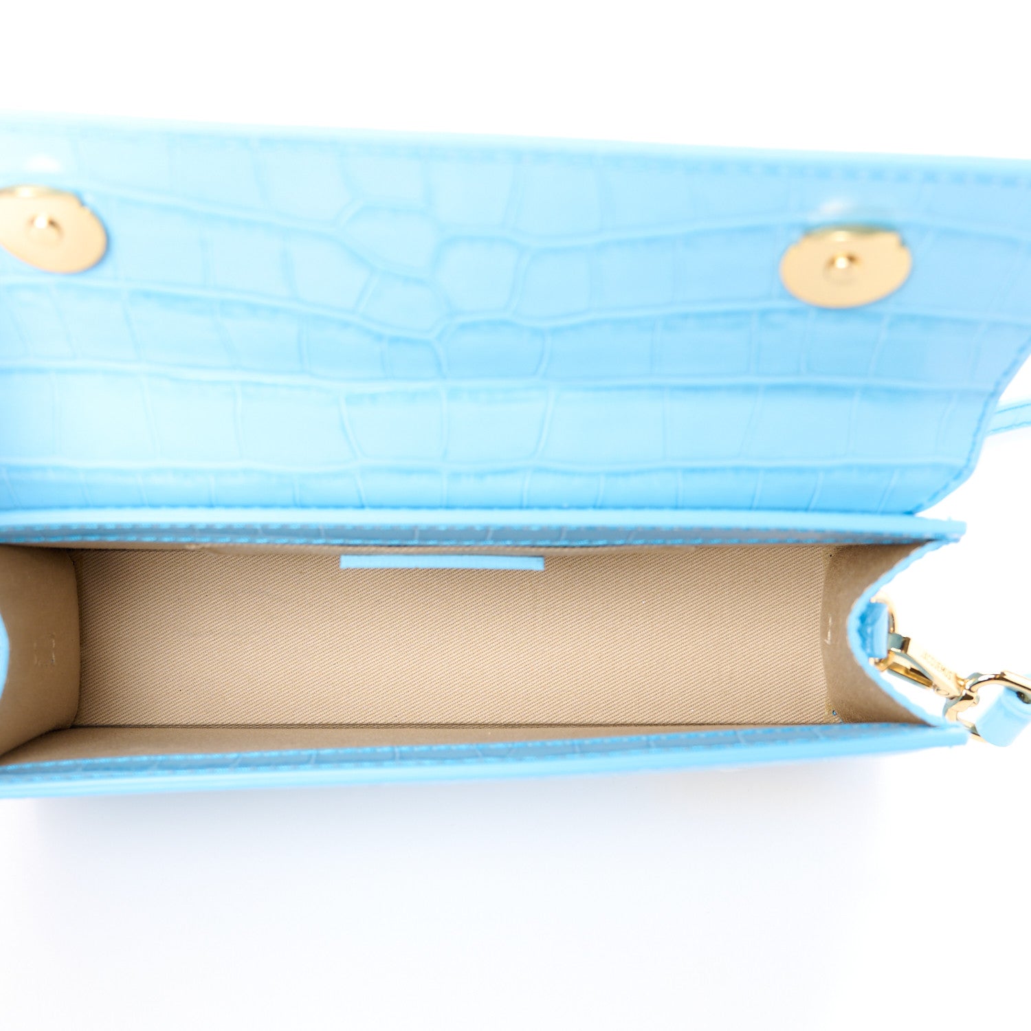 Jacquemus Calfskin Crocodile Embossed Le Chiquito Long Pale Blue 5 of 10