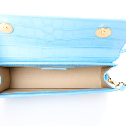 Jacquemus Calfskin Crocodile Embossed Le Chiquito Long Pale Blue 5 of 10