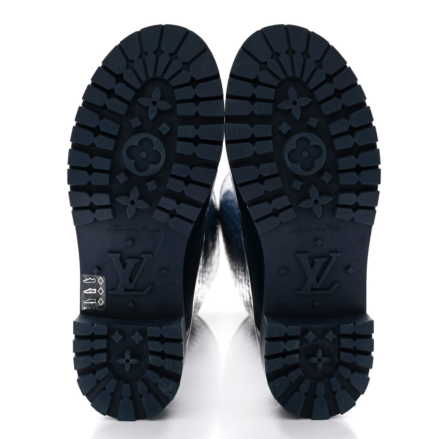 Rubber Embossed Monogram Splash Rain Boots 36 Blue