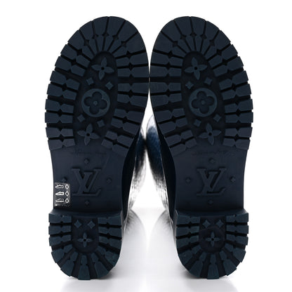 Louis Vuitton Rubber Embossed Monogram Splash Rain Boots 36 Blue 5 of 14