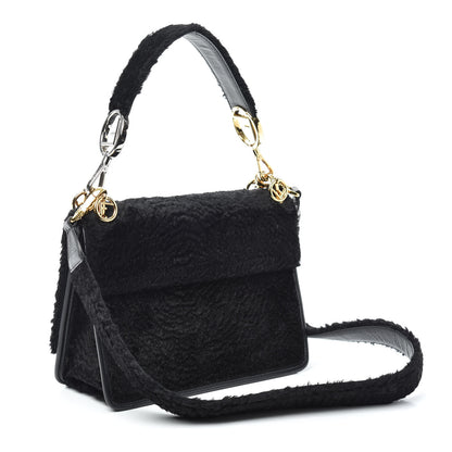 Fendi Velluto Astrakan Vitello Dolce F is Fendi Kan I Shoulder Bag Black 3 of 8