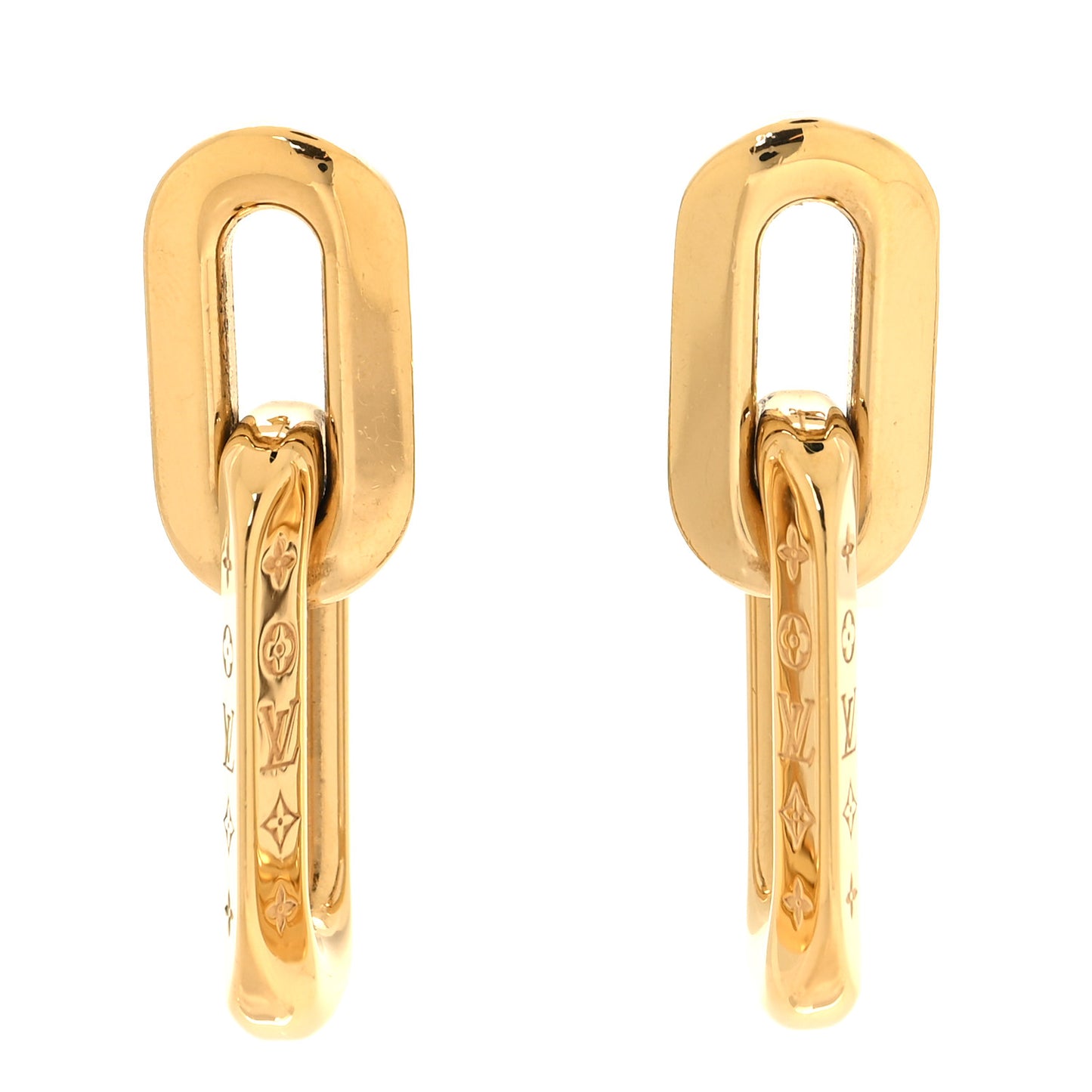 Metal LV Edge Double Hoop Earrings Gold