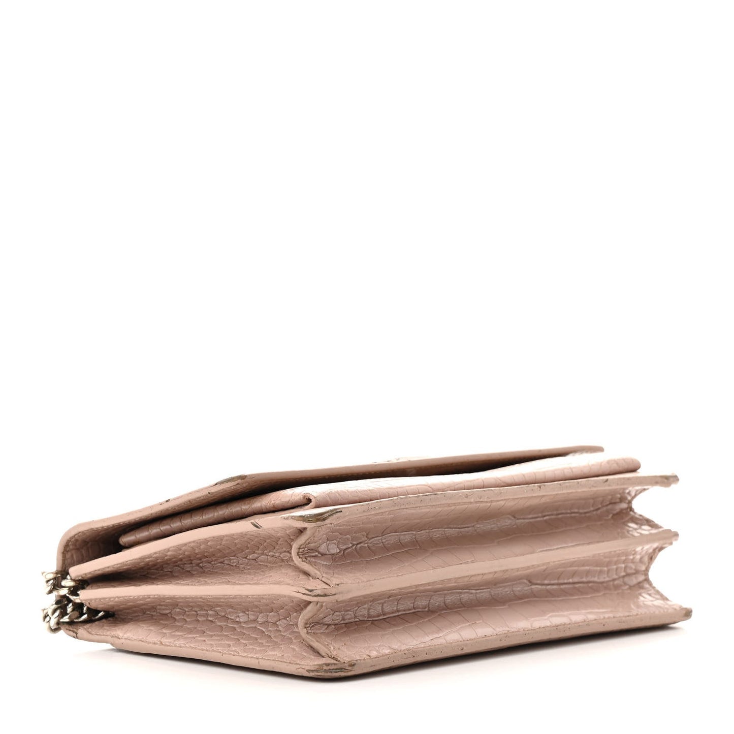 Calfskin Crocodile Embossed Medium Monogram Sunset Rose Antic