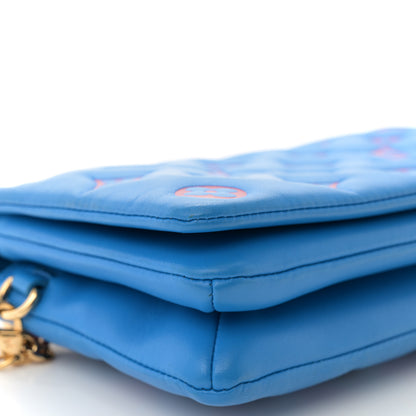 Louis Vuitton Lambskin Embossed Monogram Vuittamins Pochette Coussin Blue Red 8 of 10