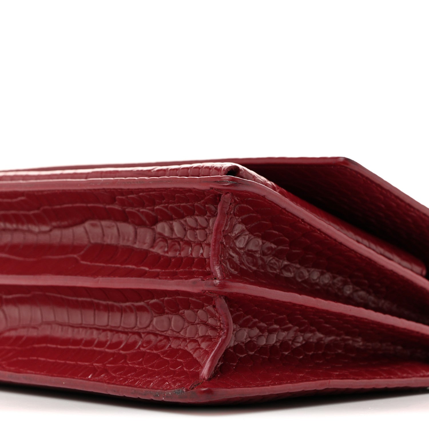 Saint Laurent Calfskin Crocodile Embossed Medium Monogram Sunset Rouge Eros 10 of 14