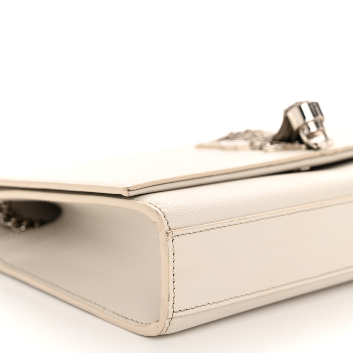 Saint Laurent Grain De Poudre Calfskin Medium Classic Monogram Kate Tassel Satchel Crema Soft 8 of 11