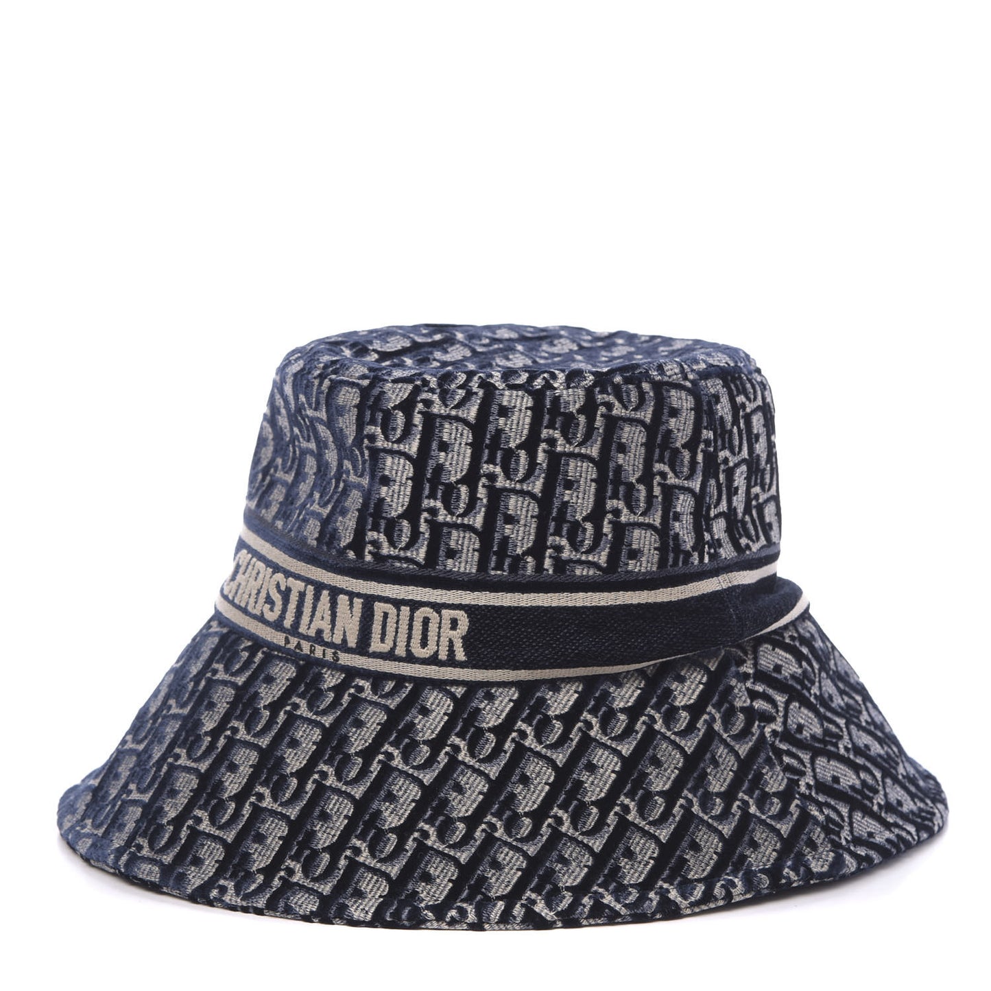 Velvet Oblique Large Brim Bucket Hat 58 Bleu Marine
