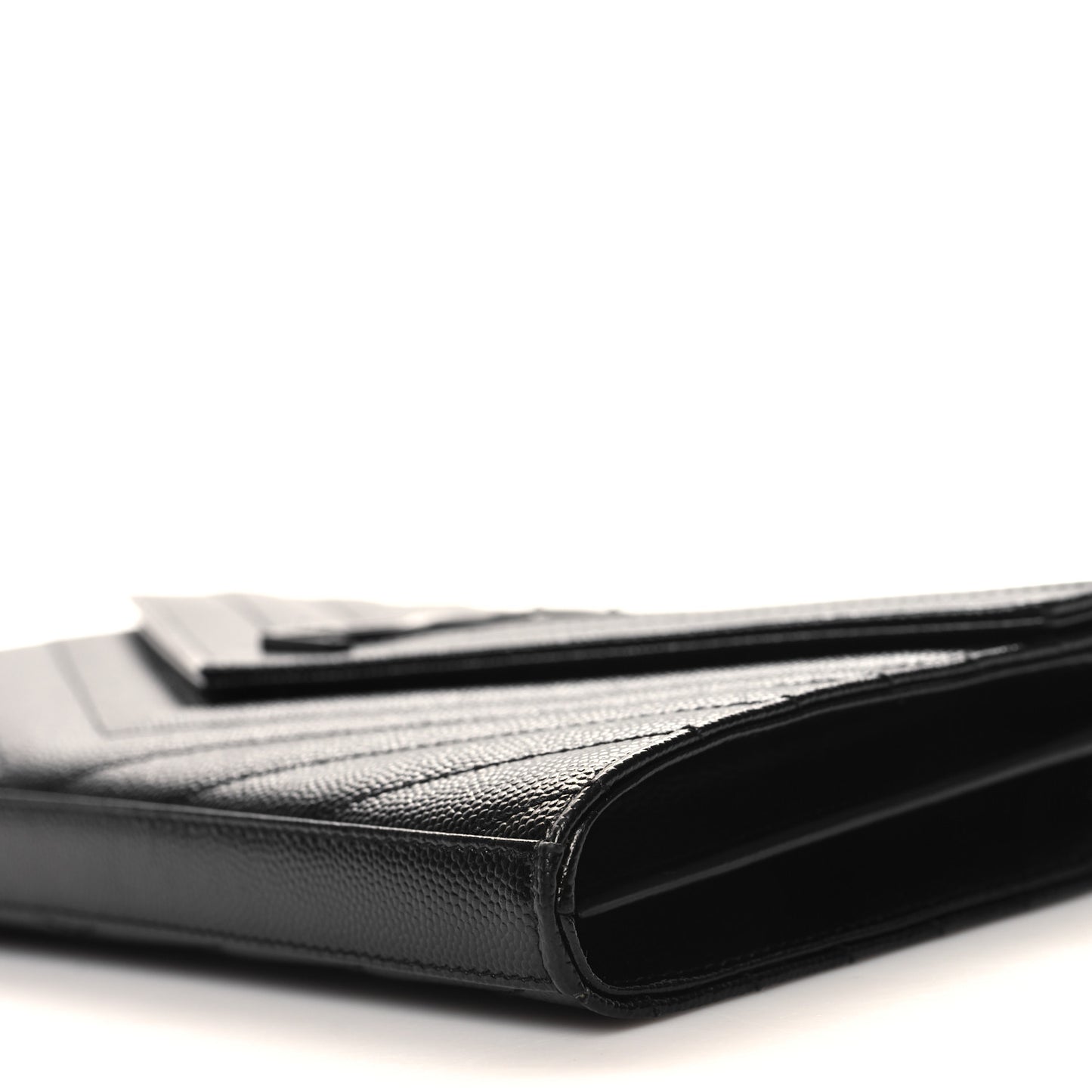 Grain De Poudre Matelasse Chevron Monogram Monochrome Chain Wallet Black