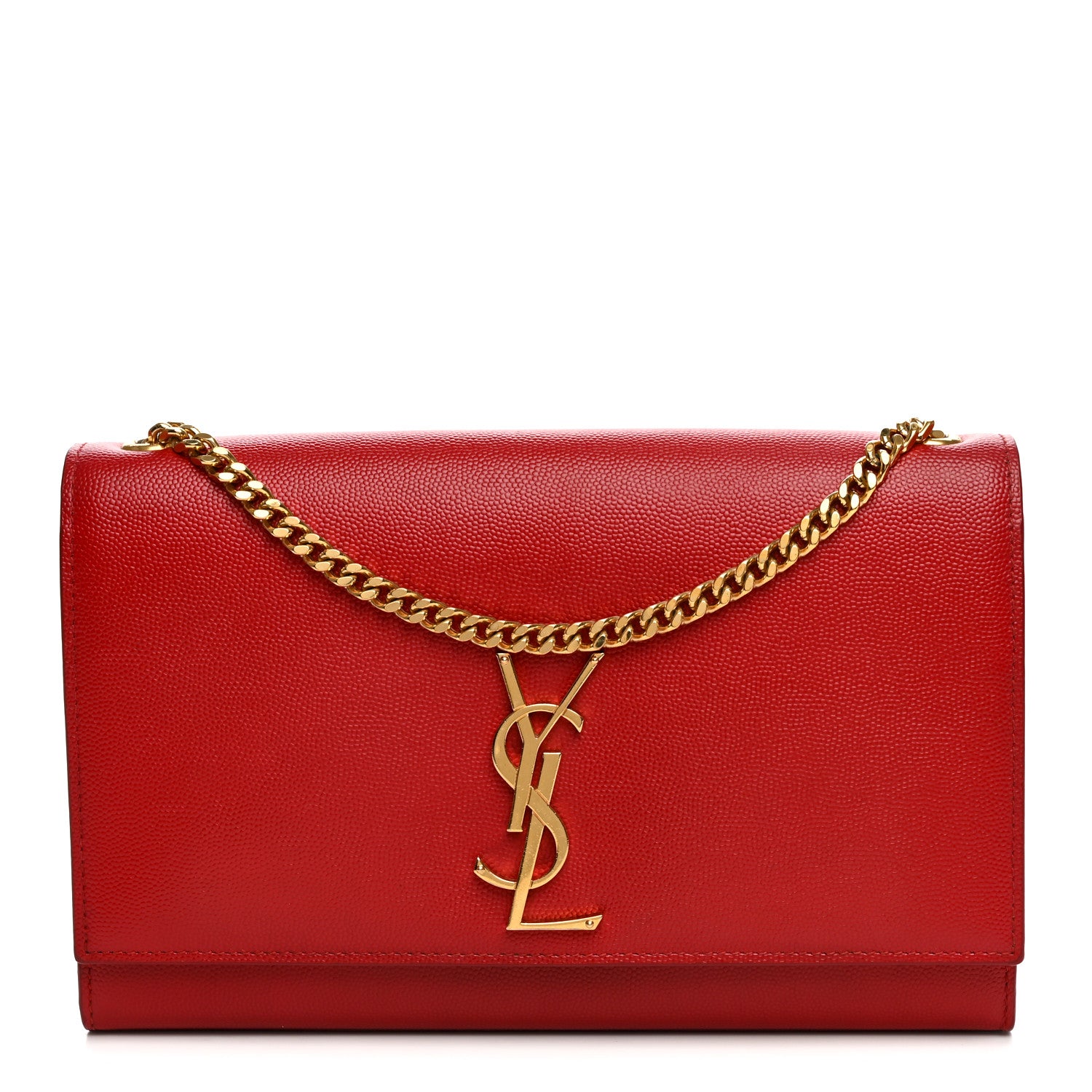 Saint Laurent Grain De Poudre Medium Monogram Kate Satchel Red 1 of 10