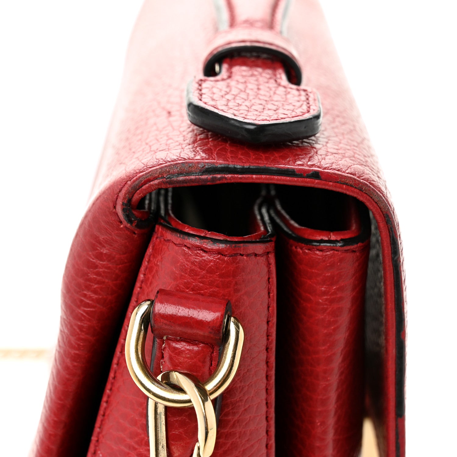 Gucci Dollar Calfskin Interlocking G Top Handle Shoulder Bag Red