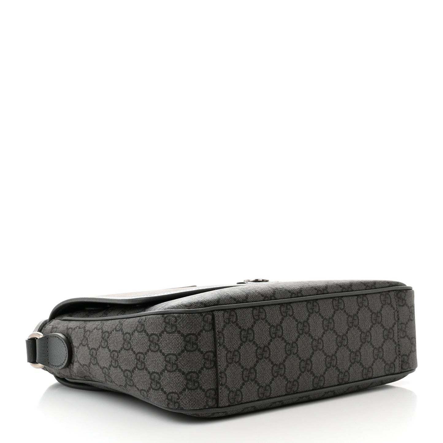 Tender GG Supreme Monogram Textured Dollar Calfskin Ophidia Messenger Bag Grey Black Graphite Grey